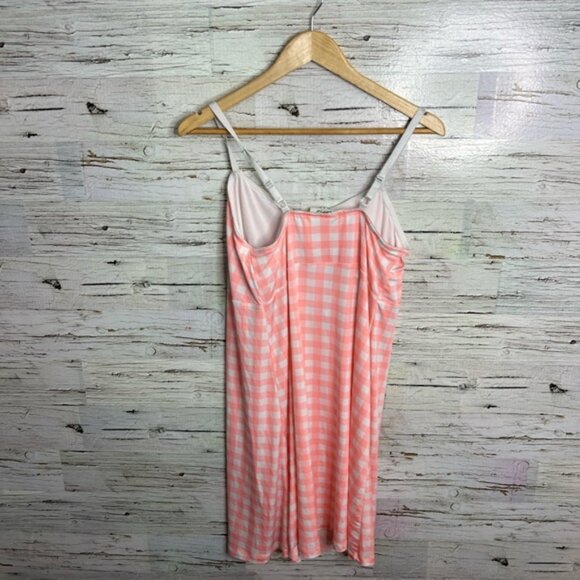 Deesse Lingerie white pink Night Gown Built in Bra Stretchy Soft Sleeveless - Picture 6 of 6